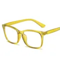 Montura de gafas cuadrada amarilla transparente anti luz azul estilo moda minimalista - Estilo Verde Oliva Transparente (Amarillo Profundo) (C13) / +1.50 Dioptría