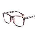 Gafas elegantes antiluz azul con montura cuadrada carey y remaches de metal. - Estilo Montura Leopardo Blanco (C6) / +1.50 Dioptría