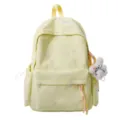 Mochila de estudiante de gran capacidad con bordado de lazo lindo para uso diario - Sin Colgante / Amarillo