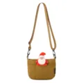 Minimalistische koreanische Umhängetasche für Damen, lässige Tasche mit Weihnachtsmann. - Braun