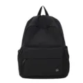 Sac à dos scolaire noir minimaliste en détail, tissu résistant avec une poche avant pratique. - L / Noir