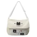 Bolso bandolera de lona diseño gato lindo bolso cruzado de estudiante con lunares y correa ajustable - Sin Colgante / Blanco