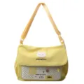 Bonito bolso bandolera amarillo para niñas escuela con bolsillo delantero de lunares. - Sin Colgante / Amarillo