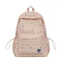 Detailansicht des rosa Rucksacks mit niedlicher Schleife und Pünktchenmuster vorn. - Einzelne Tasche / Rosa
