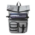 Sac à dos casual gris à enroulement avec plusieurs poches, voyage et école élégants. - Gris
