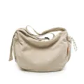 Beigefarbene Cordschultertasche, lässiger Slouchy-Hobo-Stil mit verstellbarem Riemen. - Einzelne Tasche / Weiß