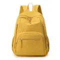 Sac à dos en nylon jaune vif pour étudiants, cartable de loisirs élégant avec poches zippées. - Jaune