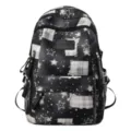 Sac a dos scolaire noir avec motif etoiles et carreaux grande capacite pour les etudiants - Sac Unique / Noir