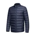 Veste d'hiver rembourrée pour homme col montant uni chaud manches longues manteau - 3XL / Bleu marine