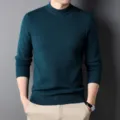 Donkergroene heren truien met opstaande kraag, dikke warme winter trui slim fit - M / Cyaan-Groen