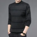 Heren casual ronde hals trui met geometrisch patroon, warme herfst winter gebreide kleding. - M / Groen