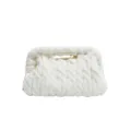 Witte gebreide cloud clutch handtas met gouden ketting, stijlvolle schoudertas. - Wit