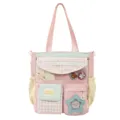 Bolso de hombro de lona multicolor estilo japonés bonito con múltiples bolsillos para chicas - Sin Colgante / Rosa