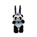 Süßer Plüsch Panda Rucksack für Kinder, stilvolle Cartoon Schultertasche mit Farbblock. - Blau