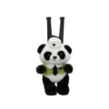 Süßer Cartoon Panda Plüsch Kinder Rucksack Detailansicht, weiches Design, tolles Alltagsaccessoire. - Grün