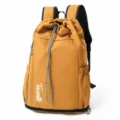 Grand sac à dos de voyage outdoor, cartable étudiant cool avec cordon de serrage. - Marron