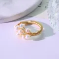 Natural freshwater pearl wire wrapped gold plated ring women fashion jewelry minimalist ring - Size 5 / Natural Pearl