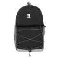 Stilvoller Wanderrucksack in Schwarz-Grau mit praktischer Frontkordel für den Outdoor-Einsatz. - Groß (Ohne Anhänger) / Schwarz