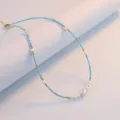 Türkis Perlen Perlenkette, elegante Goldperlen Choker, zarter Schmuck für Frauen Alltag. - Natürliches Türkis Ketten Set