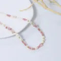 Elegante Perlenkette mit rosa Kristallen und goldenen Abstandsperlen fur Damen Schmuck. - Rosa Schotter Perlenketten Set