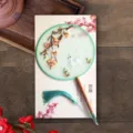 Éventail rond brodé transparent chinois fait main avec manche en bois pour costume traditionnel. - Style 6