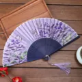 Éventail pliant en soie pour femme style chinois papillon violet danse éventail Hanfu cadeau - Style D