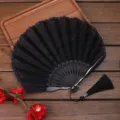 Ventaglio pieghevole in pizzo nero vintage bambù mano ventaglio per matrimonio festa - Stile I
