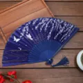Abanico plegable de seda de estilo antiguo con flores y mariposas ideal para Hanfu. - Estilo A24