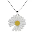 Collar con colgante de margarita de moda con cadena de plata, joyería floral para mujer. - Collar de Margarita Individual / Plateado