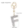 Strass Buchstabe F Schlüsselanhänger Detail mit genauen Maß und Gewichtsangaben. - Buchstabe F - Weißer Strass