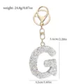 Glitzernder Buchstabe G Schlüsselanhänger mit goldenem Metall für Damentaschen. - Buchstabe G - Weißer Strass