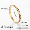 Brazalete de cadena de acero inoxidable 304 dorado detalle esmalte negro alto brillo. - Brazaletes de cadena con broche esmaltado negro