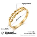 Pulsera rígida eslabones huecos acero inoxidable dorado impermeable hipoalergénico - Brazalete de cadena de eslabones