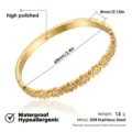 Brazalete de acero inoxidable dorado con diamantes de imitación, impermeable e hipoalergénico. - Brazaletes de flor de sol pequeña con strass