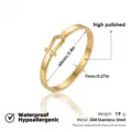 Brazalete de herradura de acero inoxidable dorado lujo minimalista impermeable chic - Pulseras con hebilla de herradura