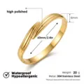 Brazalete de acero inoxidable dorado, diámetro 60 mm, ancho 6 mm, acabado pulido impermeable. - Brazalete aerodinámico de cierre entrelazado y retorcido
