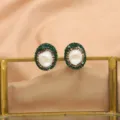 Barock Perle Strass Ohrstecker, vintage grüne Kristall ovale Ohrringe für Damen Schmuck. - Ohrringe mit natürlichen Barockperlen