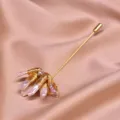Baroque pearl flower lapel pin detail shot, exquisite gold wire wrapped handmade brooch. - Purple and Pink Pearl Bouquet Brooch
