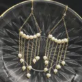 Orecchini pendenti lunghi con nappine di perle d'acqua dolce dorate gioielli eleganti - Orecchini pendenti
