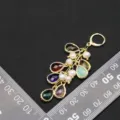 Colorful gemstone and pearl cluster drop earrings with gold-plated setting style. - Colorful Teardrop Set Earrings