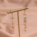 Eleganti orecchini lunghi con perle d'acqua dolce e catena dorata variante per donna. - Stile Nappa Lunga / Rosa