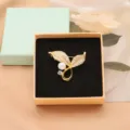 Gold rhinestone pearl leaf brooch elegant sparkling pin jewelry accessory gift box variant - Leaf Style