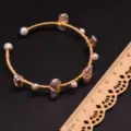 Handgemachte Golddraht Perlen Armband Retro Nischen Luxus Schmuck Accessoire Variante - Langes Lila Perlen Armreif