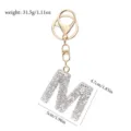 Strass Buchstabe M Schlüsselanhänger Gold Metall Tasche Anhänger Autoschlüssel Detail - Buchstabe M / Weißer Strass