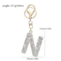 Strass Buchstabe N Schlüsselanhänger Gold Legierung Tasche Anhänger Geschenk ca 5.4cm - Buchstabe N / Weißer Strass