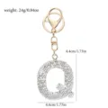 Glitzernde Strass Buchstabe Q Schlüsselanhänger Gold Metall Alphabet Tasche Anhänger - Buchstabe Q / Weißer Strass