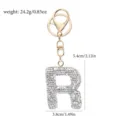 Strass Buchstabe R Schlüsselanhänger Kristall Tasche Anhänger Gold Metall Alphabet - Buchstabe R / Weißer Strass