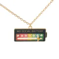 Funny social battery mood necklace with slider lightning pendant for daily fun and gifts. - Battery Necklace (A-489) / Black
