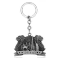 Dubai metal keychain featuring camel and iconic architecture design, perfect souvenir gift. - G-1068 / Antique Pewter