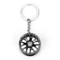 Mini car wheel hub keychain, metal keyring pendant, fashion auto accessories for car keys. - Gunmetal